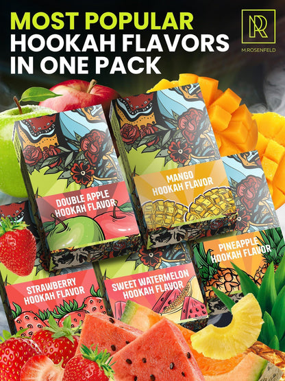 Pleasure Hookah Flavors Set 5 X 50G Non Tobacco Hookah Flavor for Your Hookah Bowl (Sweet Watermelon Double Apple Mango Pineapple Strawberry) Hookah Bundle Pack of 5 Try These Tobacco Free Shisha